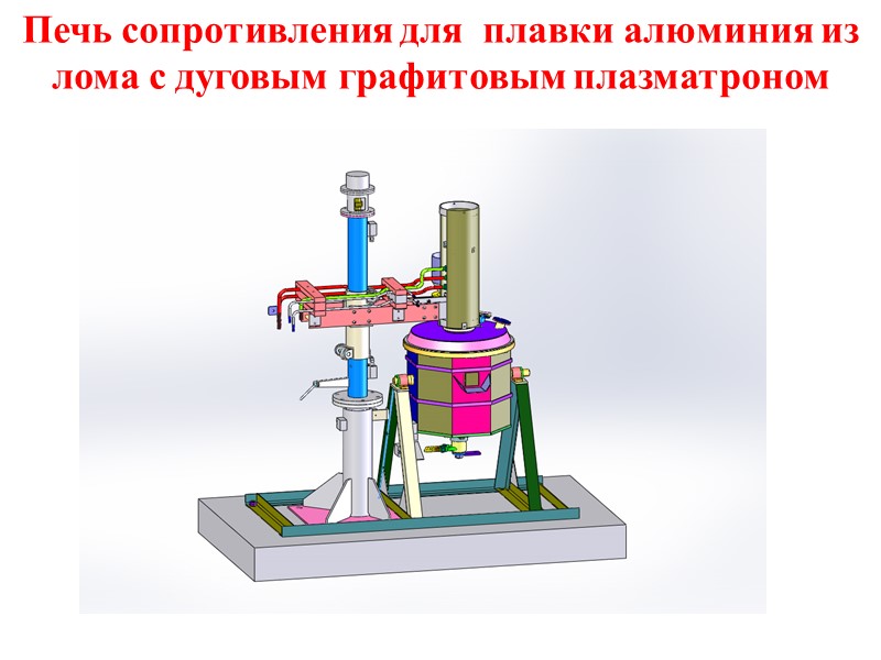 Печь сопротивления для  плавки алюминия из лома с дуговым графитовым плазматроном